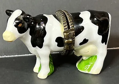 PHB COW W/ Milk Bottle Trinket Box Porcelain Hinged Midwest Of Cannon Falls Rare • $59.95