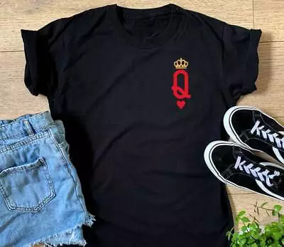 £12.99 • Buy Ladies Queen POCKET Card T-shirt Of Hearts Poker Las Vegas Hen Do Top