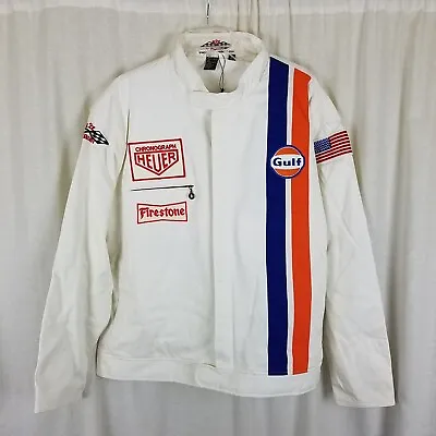 Steve McQueen Le Mans NASCAR Gulf A2Z Racer Twill Racing Jacket Mens XL Replica • $339.99