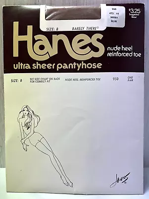 Vintage NOS Hanes Ultra Sheer Pantyhose Barely There Nude Heel Reinforced Toe • $13.87