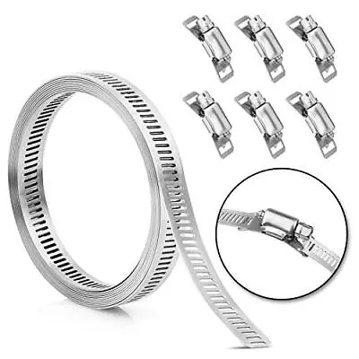 Hose Clamp Stainless Steel DIY 7.9 FT Metal Strapping With Holes + 6 Fasteners • $13.49