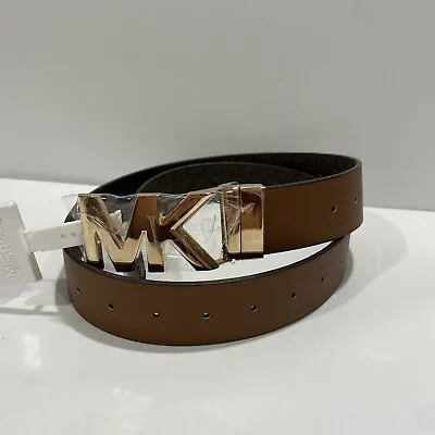 New MICHAEL KORS Women’s Twist Reversible Brown /LUGGAGE MK Logo Belt Size Large • $39