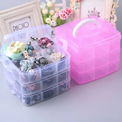 £5.39 • Buy 3 Layer 18 Compartment Plastic Box Storage Jewelry Bead Organizer Container UK