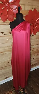 Halston For Formfit Rogers 1970s One Shoulder Red Grecian Maxi Gown • $700