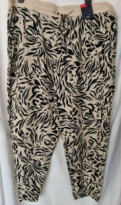 £7.50 • Buy Marks And Spencer Linen Rich Animal Print Tapered Leg Trousers 18 Short Leg 27in