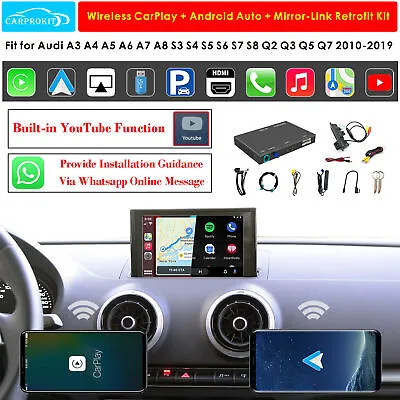 Wireless CarPlay Android Auto Retrofit Kit + Rear Camera Fit For Audi 2010-2019 • $299.99