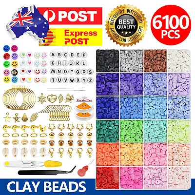 6100x Rainbow Clay Beads Bracelets Making Flat Polymer Heishi Jewelry Making • $17.95