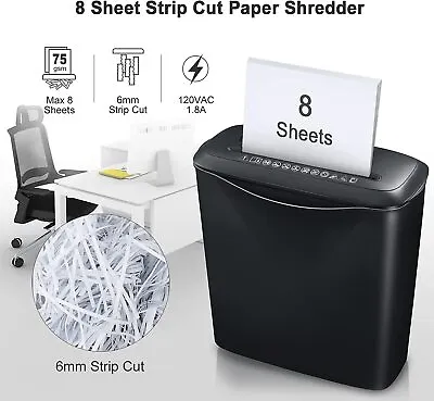 £31.49 • Buy Commercial Paper Shredder Industrial 8 Sheet Heavy Duty Home Office + 13L Basket