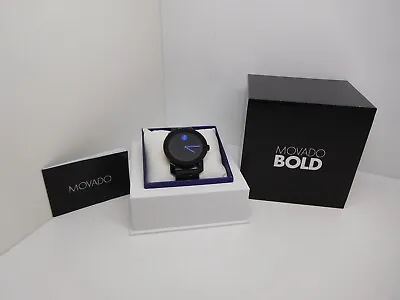 Movado Men's Watch 3600099 Bold Black Blue Dial Rubber Swiss Quartz NICE! • $249.99