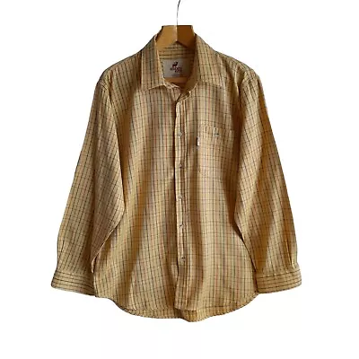 REGENTS VIEW Mens XL Tattersall Long Sleeve Shirt Classic Country Yellow Check • £12.99