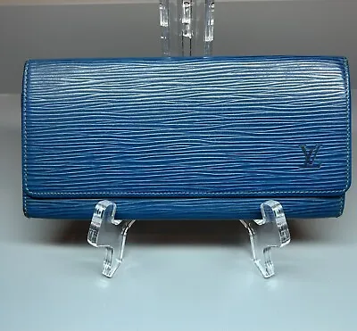 Authentic Vintage Louis Vuitton Lv Blue Epi Leather Bi-fold Long Wallet • $85