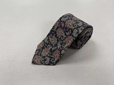 Polo Ralph Lauren Men's Red Blue & Gray Paisley Silk Linen Blend Neck Tie $89 • $75.12
