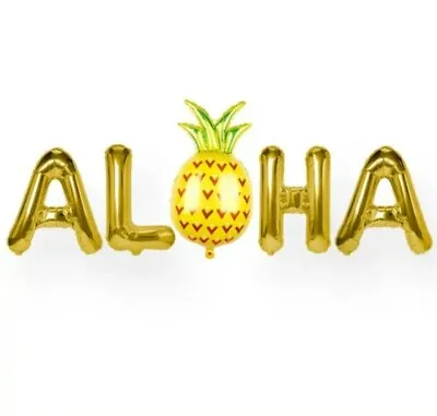 $6.99 • Buy 5pcs 16Inch Foil ALOHA Metallic Mylar Balloons Decorations For Party Hawaiian