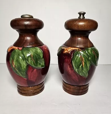 VTG Franciscan Apple Pepper Grinder & Salt Shaker Wooden Top & Base • $265