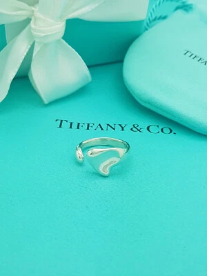 £274.99 • Buy Tiffany & Co. Silver Elsa Peretti Full Heart Open Ring Size J UK, 4.75 US, 49 EU