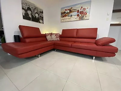 Red Leather 2.5 + 2 Seat With Chaise Soda • $3000