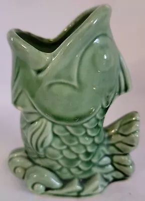 Shawnee Emerald Green Fish Vase Pottery USA Vtg Retro • $29.99