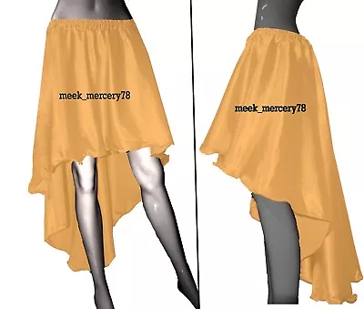 Women's Asymmetrical Skirt Satin Honey Gold Steampunk Skirt High Low Skirt S6 • $21.38