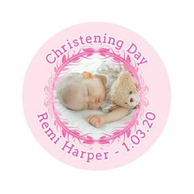 £2.79 • Buy Personalised Baby Girl Boy Christening Communion Own Photo Image Sticker Labels