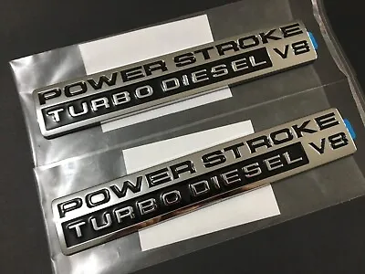 $18.90 • Buy 2x 05-10 Super Duty Power Stroke Turbo Diesel V8 Door Emblem Badge Chrome Black 
