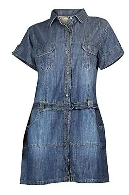 Clove Womens Blue Denim Military Style Urban Safari Shirt Dress Size 10 - 24 • £29.97