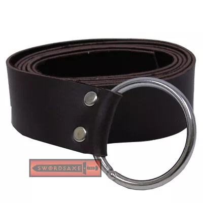 Viking Medieval Knight Dark Brown Leather Ring Belt Cosplay Larp Costume 52 Inch • $14.99