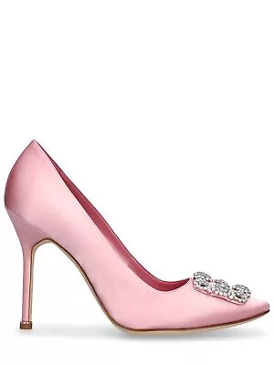 Manolo Blahnik Hangisi Light Pink Satin 105mm Pumps New SS24 • $869