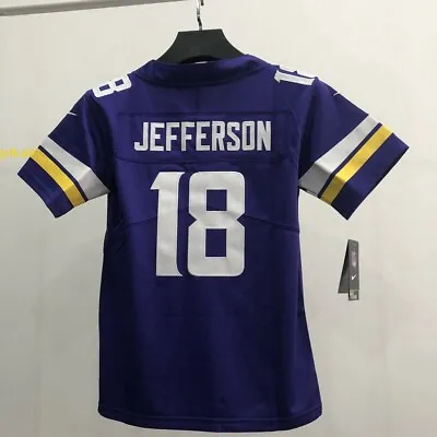 Youth Vikings Justin Jefferson #18 Purple Color Medium Size Stitched Jersey • $65