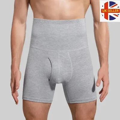 Men's Compression High Waist Boxer Shorts Girdle Pants Body Shaper Tummy Control • £9.99
