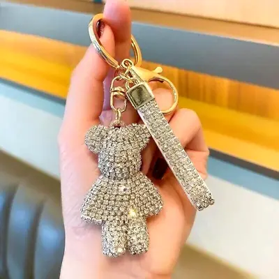 Handmade DIY Rhinestone Cute Bear Car Keychain Pendant Bag Charm Gift Girls New • $23.98