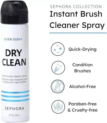 Sephora Quick Clean Dry Clean Instant Brush Cleaner Spray 2 Oz 60 Ml  • $15.99