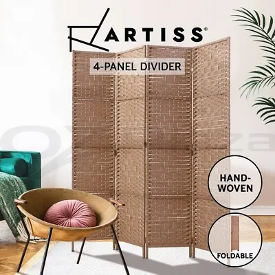 Artiss 4 Panel Room Divider Screen Partition Privacy Fold Stand Woven Natural • $62.95