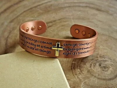 Cross Prayers Pure Copper Magnetic Bracelet Arthritis Pain Therapy Energy Cuff • $14.95