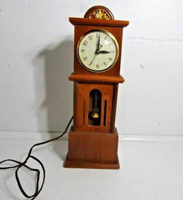 United Mantel Shelf Electric Analog Clock Mini Grandfather Pendulum Works U.S.A. • $76.76