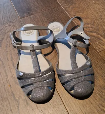 Melissa Possession Fisherman Jelly Flat Strap Sandals - Grey Glitter • £8.95