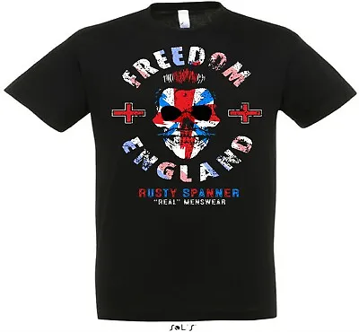 Mens T Shirt Black Extra Large XL Union Jack Skull Freedom Patriotic Uk Biker  • £9.99