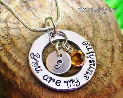 Personalised Necklace Stamped Gift You Are My Sunshine Birthstone Mother • £16.95