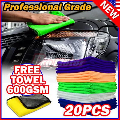 20 Pack Microfiber Cleaning Cloth No-Scratch Rag Car Polishing Detailing Towel • $11.20