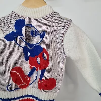 VTG Confetti Kids Mickey Mouse Acrylic Sweater Disney Baby Classic Sz 24 Mnths • $17.90