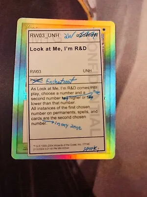 1x 2004 MTG Look At Me I'm R&D FOIL RARE Unhinged Lp Magic See Photos! • $90