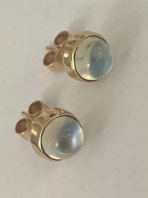 Pair Fine Vintage 9ct Rose Gold Natural Cabouchon Moonstone Set Earrings • £23