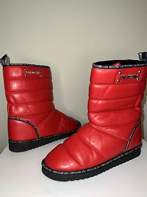 Love Moschino Puffer Boots Red Color Size  Euro 37 • $155