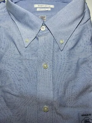 Nwt Van Heusen Oxford Blue Reg Fit Dress Shirt (2xl) 18/36-37 No Wrinkle • $10.50
