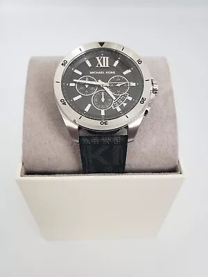 Michael Kors Men's Brecken Chronograph Black PVC Watch NIB MK8850 • $139.49