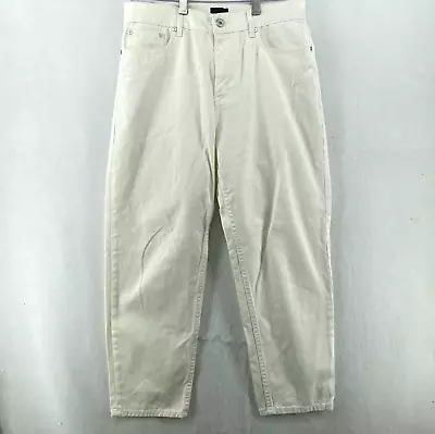 H&M Mom Jeans Women Sz 29 Ivory White Regular Fit Tapered High-Rise Denim Cotton • $6.49