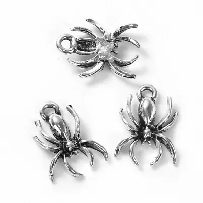 £3.89 • Buy 10 Spider Charms - Silver Tone - 18mm X 13mm - Halloween Insect Gothic - J90842