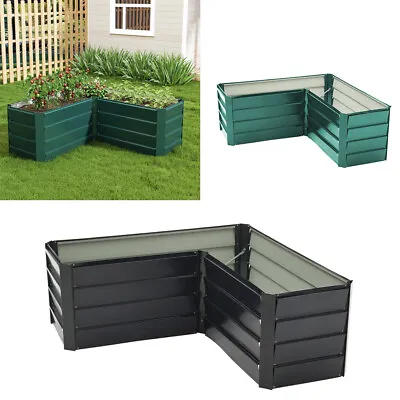 L Shape Garden Raised Bed Vegetable Herbs Planter Outdoor Flower Trough Grow Box • £45.95