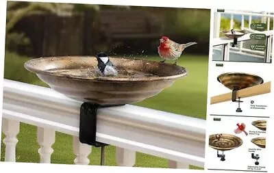  Deck Mounted Bird Bath Bowl 12 Inches Detachable Metal Antique Copper • $34.65