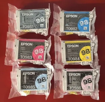 6 New Genuine Epson 98 High-capacity Ink T0981-T0986 Artisan 810/835/725/730/837 • $68.89