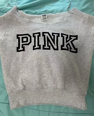 Victoria Secret PINK Grey/Black Off-Shoulder Top XS • $10